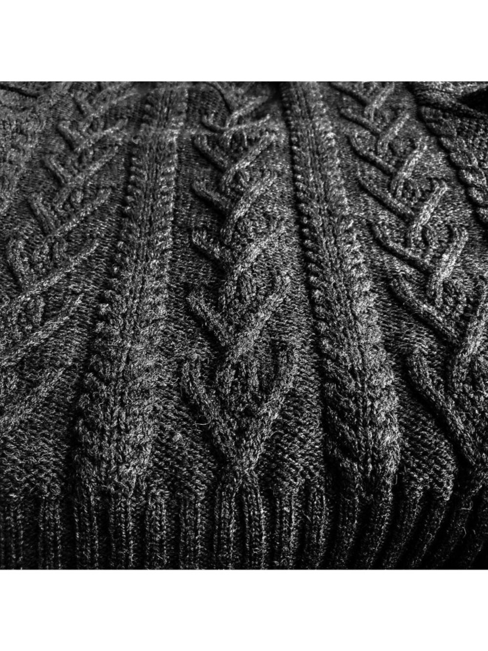 SAOL Merino Wool Cardigan L Made n Ireland Charcoal Leather Button Pristine Knit - Picture 6 of 11